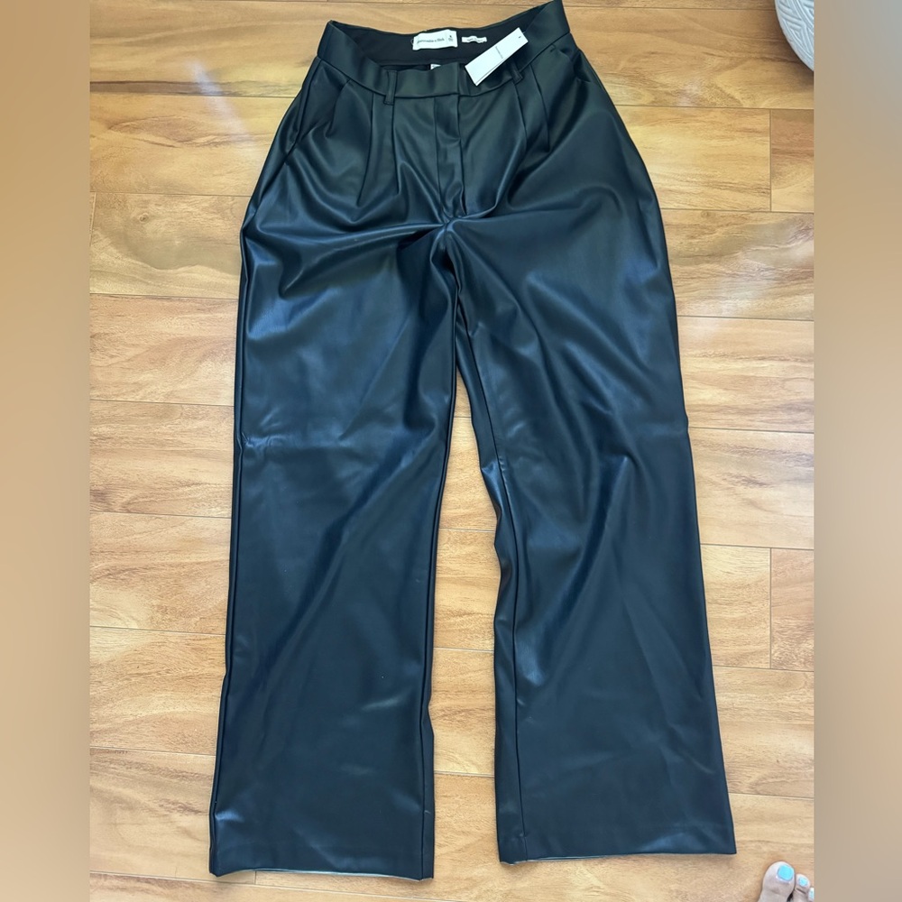 Abercrombie black leather pants